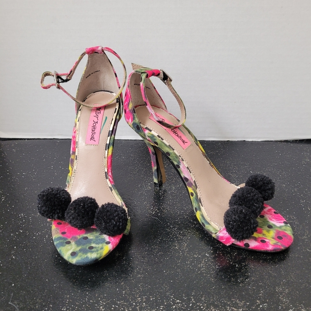 Betsey Johnson Colorful Pom-Pom Heels